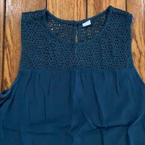 Teal tank with lace yoke